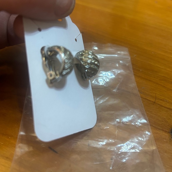 Silver CZ clipon earrings - Picture 9 of 10
